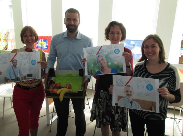 Une partie de l’équipe organisatrice de l’action «eat green » de la CR Week 2015 d’AXA Luxembourg